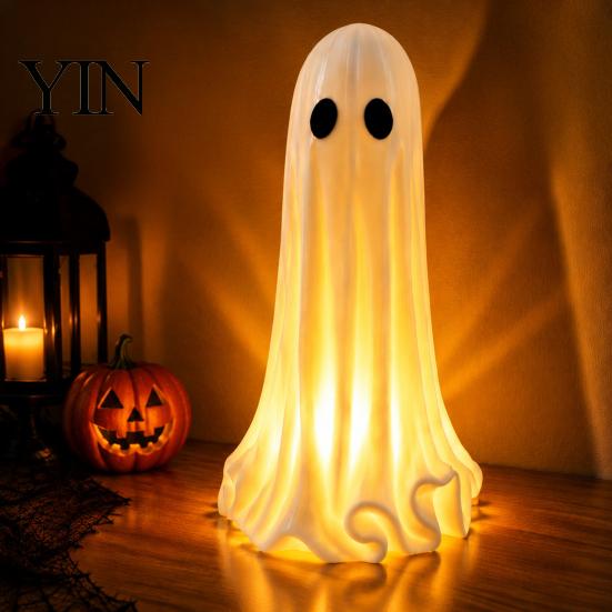 Atmospheric Bedroom Lamp Light Up Ghost Halloween Lamp, 3D Printed LED Figurine, Holiday Gift for Kids Glowing Tabletop Decoration Mantel, Shelf,