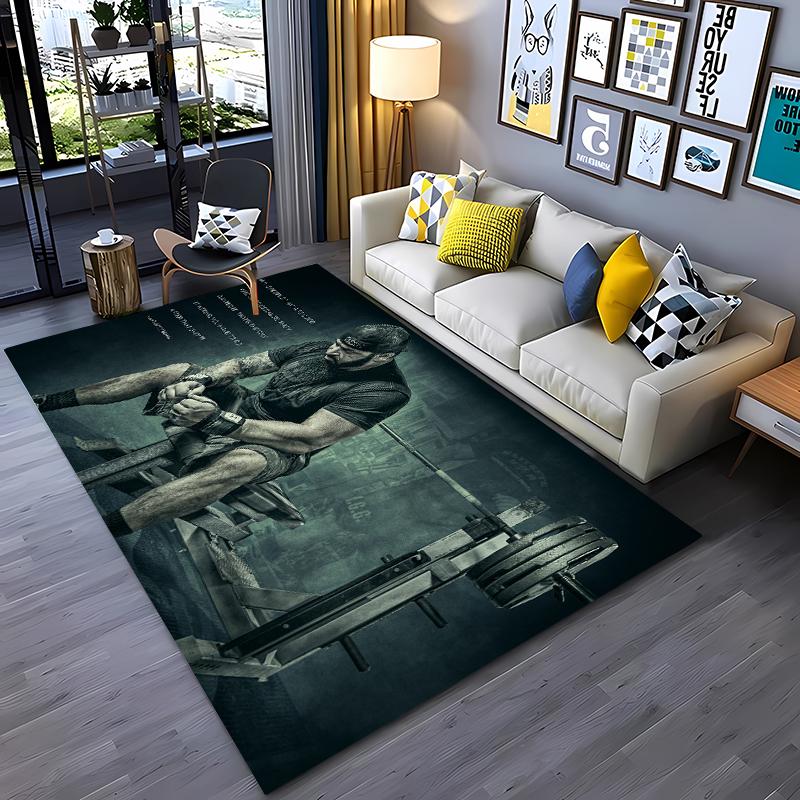 Ковры с 3D-печатью на тему GYM для дома, гостиной, детской спальни, дивана, придверный коврик, кухонные напольные коврики, противоскользящий декор