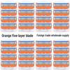 Universal Blue Orange 5-Blade Manual Razor with Replacement Blades Holder.