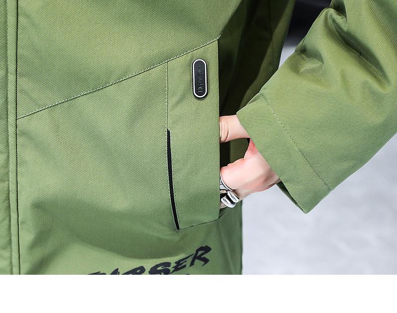 2023 Мужская зимняя ветровка с капюшоном из бархата и меховым воротником — утолщенная повседневная хлопковая куртка средней длины