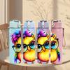 1PC Nerdy Glasses Owl Bird 750ml Color Plastic Sports Water Bottle Leakproof Flip Straw Lid Suitable for Sports Office Home Use