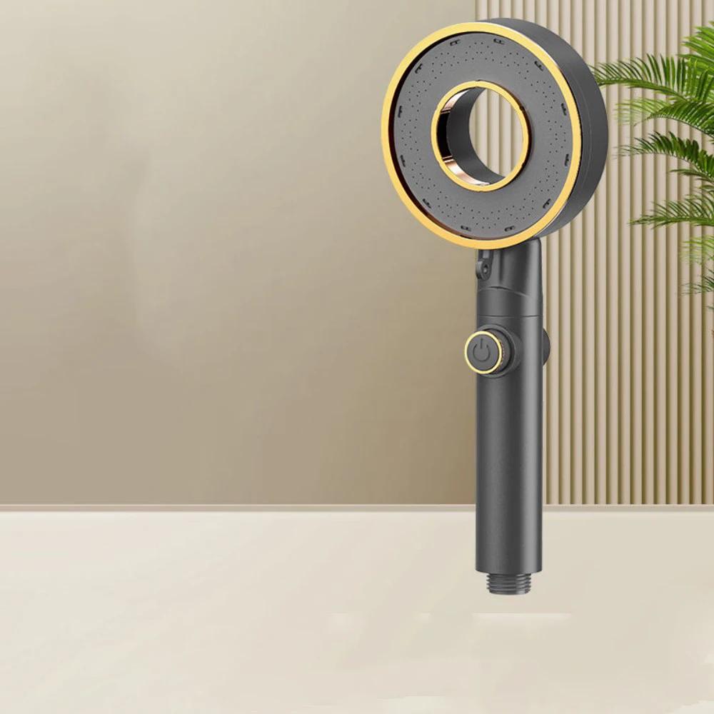 1 шт. Кольцевая душевая лейка высокого давления 3 режима Большой поток Массаж Водосберегающие АБС Ручные душевые лейки с одной кнопкой остановки воды