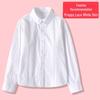 Белая хлопковая школьная рубашка с длинным рукавом для девочек - стиль весна/осень для учеников начальной и средней школы