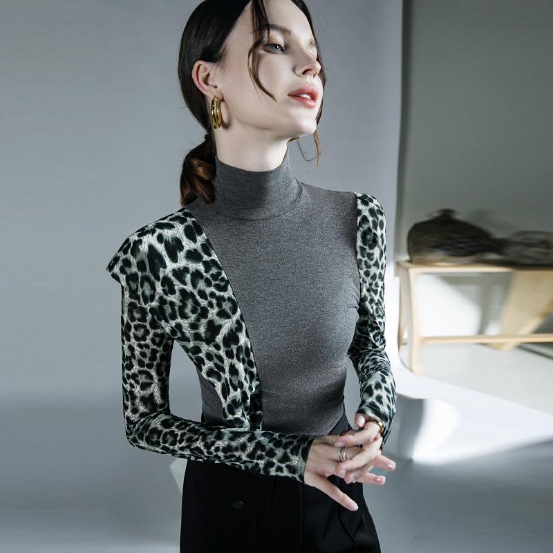 Длинный топ с леопардовым принтом и оборками на осень/зиму