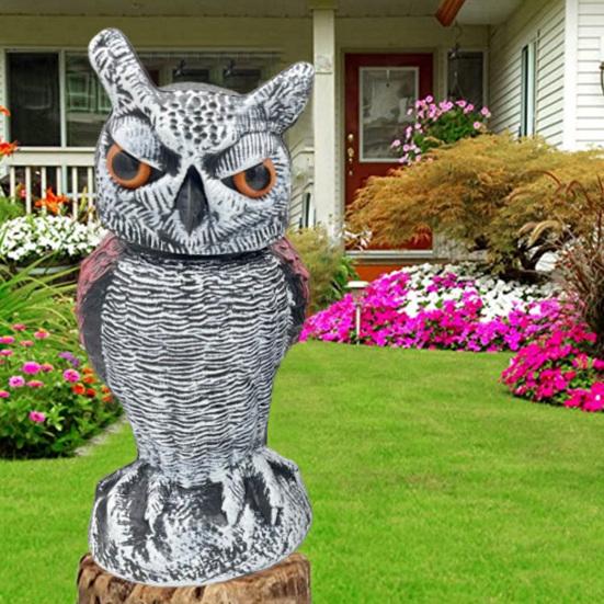 Садовая сова, отпугивающая птиц, статуэтка совы, отпугивающая птиц, пугало для белок с вращающейся на 360 градусов головой для крыльца патио