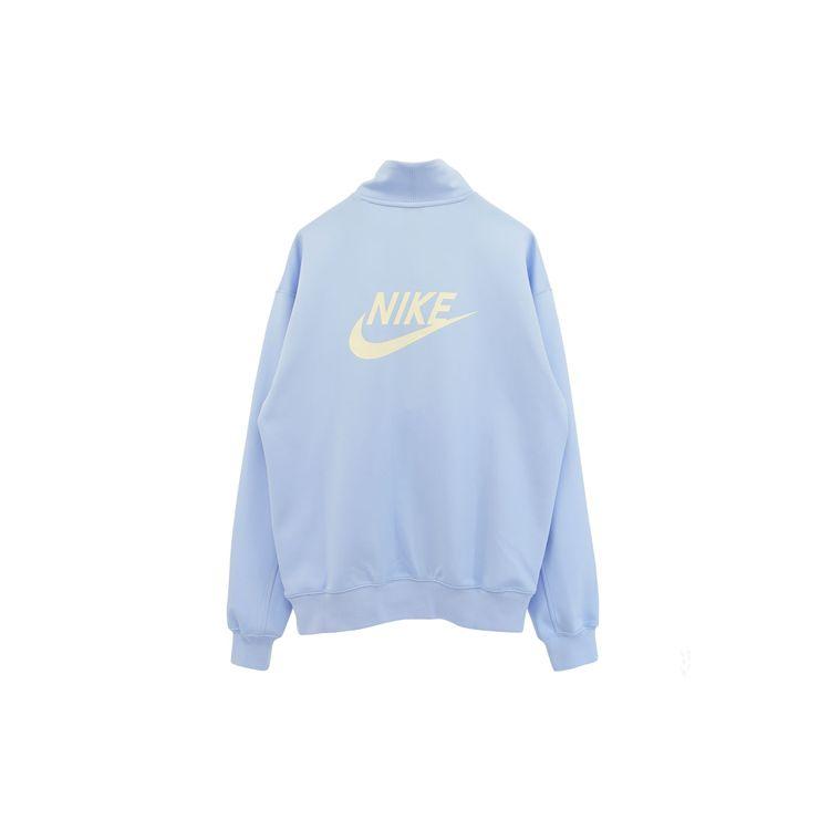Nike Мужская толстовка с принтом логотипа-буквы, воротником-стойкой и молнией на половину длины, синяя DQ4238-425