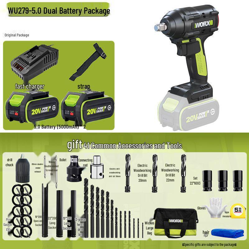 Wickes WU279 Бесщеточный Электрогаечный Ключ с Высоким Крутящим Моментом для Строительных Лесов, Авторемонта и Столярных Работ - Перезаряжаемый Пневмоинструмент