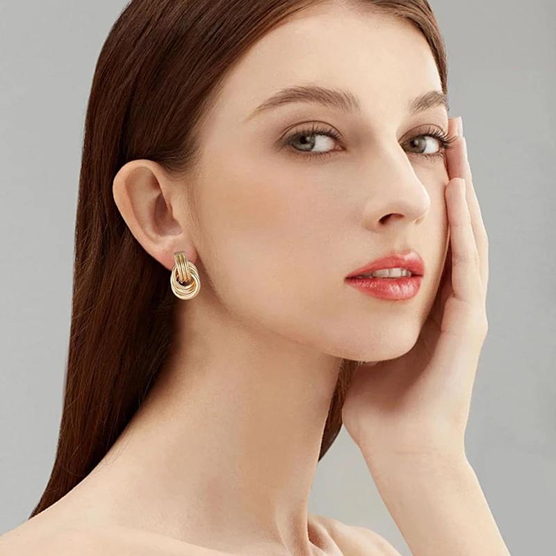 Modern Fashion Twist Metal Wrap Stud Earrings For Women Gold Silver Color Trendy Daily Wear Jewelry Pendientes Mujer oorbellen