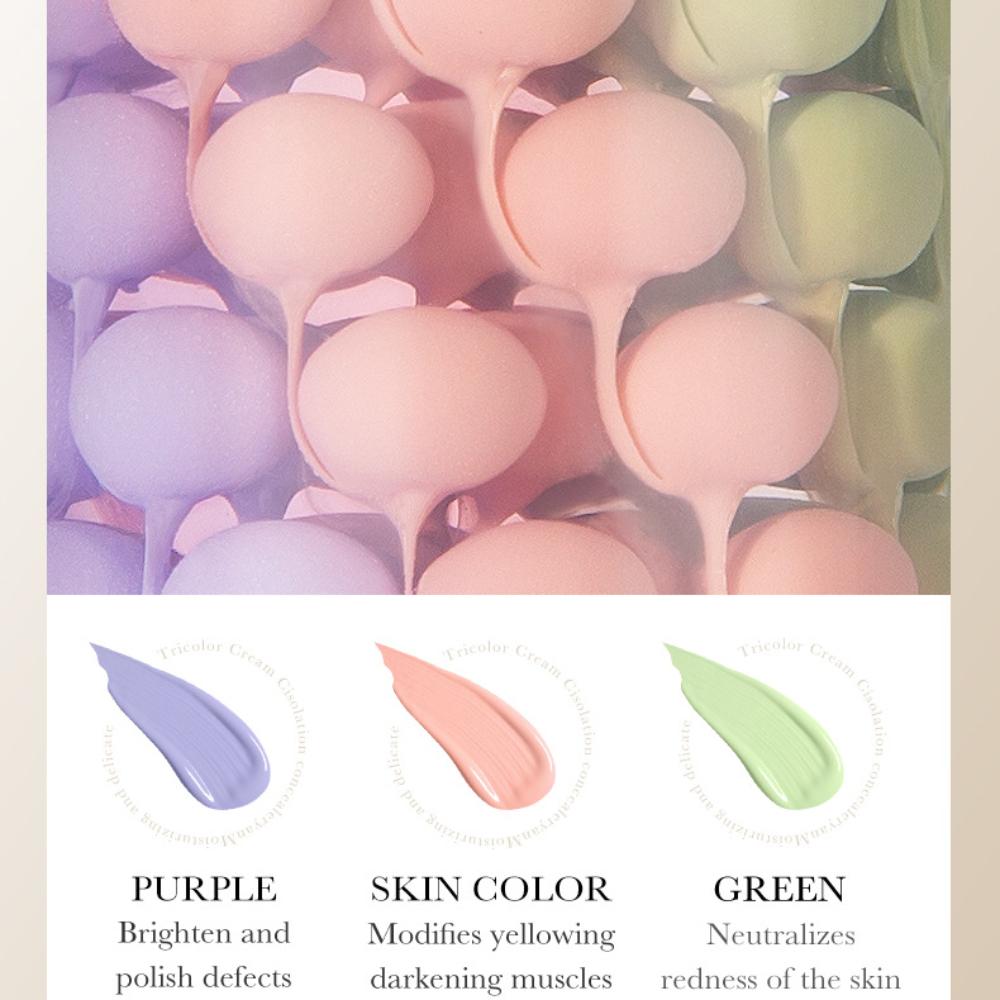 Трехцветный изолирующий крем «Радуга» Праймер для макияжа лица Длительный водостойкий контроль жирности Деликатное увлажнение Осветление тона кожи