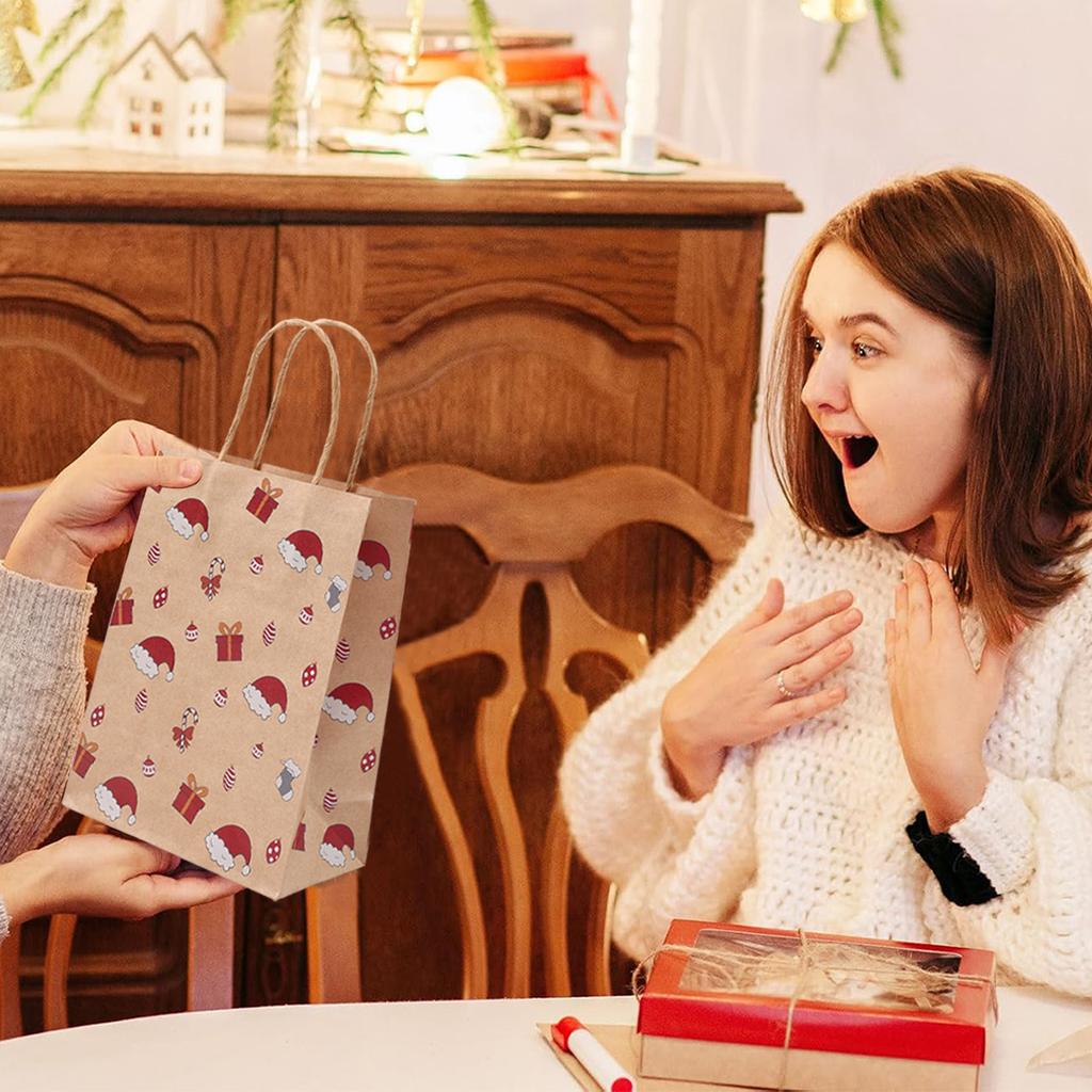Christmas Kraft Paper Gift Bags Merry Christmas Decorations for Home 2025 Xmas Gift Candy Handy Bags Navidad Natal New Year 2026