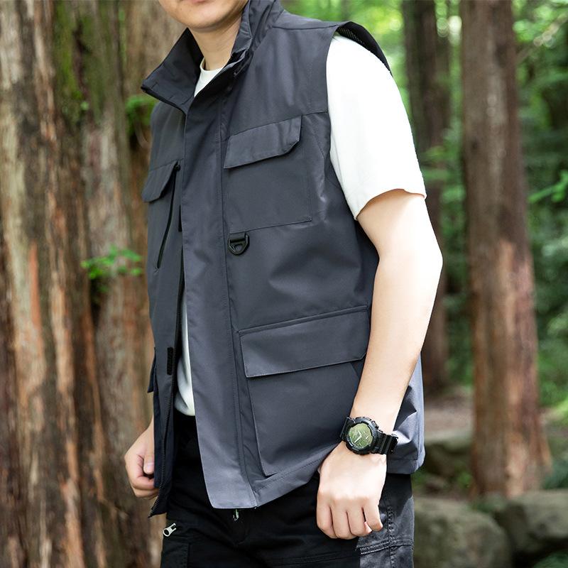 Мужской летний повседневный свободный жилет с несколькими карманами, большой топ на бретелях, уличное повседневное пальто, мужской жилет