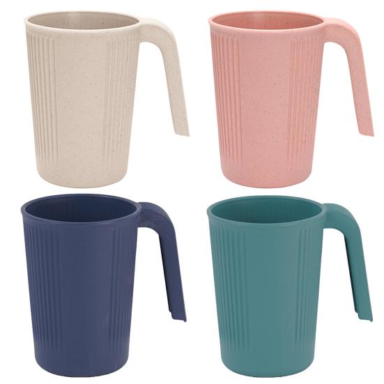 4 шт. чашка для воды, небьющаяся, с ручками, дизайн с вертикальной линией, легко моется, можно мыть в посудомоечной машине