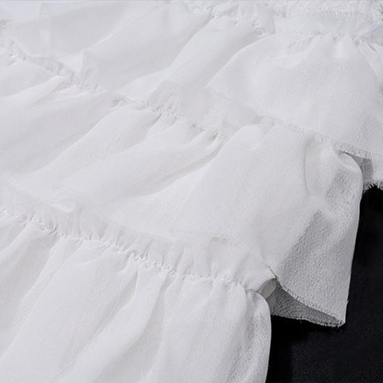 Женский сексуальный комплект из двух мини-юбок с низкой талией, многоуровневая юбка с оборками, короткий расклешенный топ с длинными рукавами и завязками, комплект для вечеринки и клуба