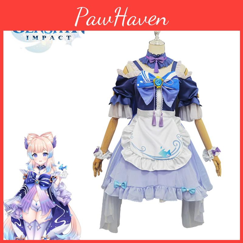 Genshin Impact Сангономия Кокоми Костюм горничной для косплея и Хэллоуина
