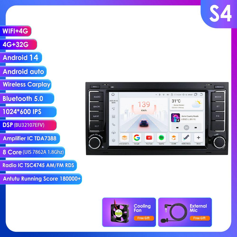 Hizpo 7 inch Android 15 Car Radio for VW Volkswagen Touareg Transporter T5 Multivan Wireless For Apple CarPlay Auto IPS Touch Screen Stereo Multim