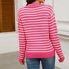 Женский полосатый свитер, повседневный, свободный, с длинным рукавом, вязаный снизу свитер