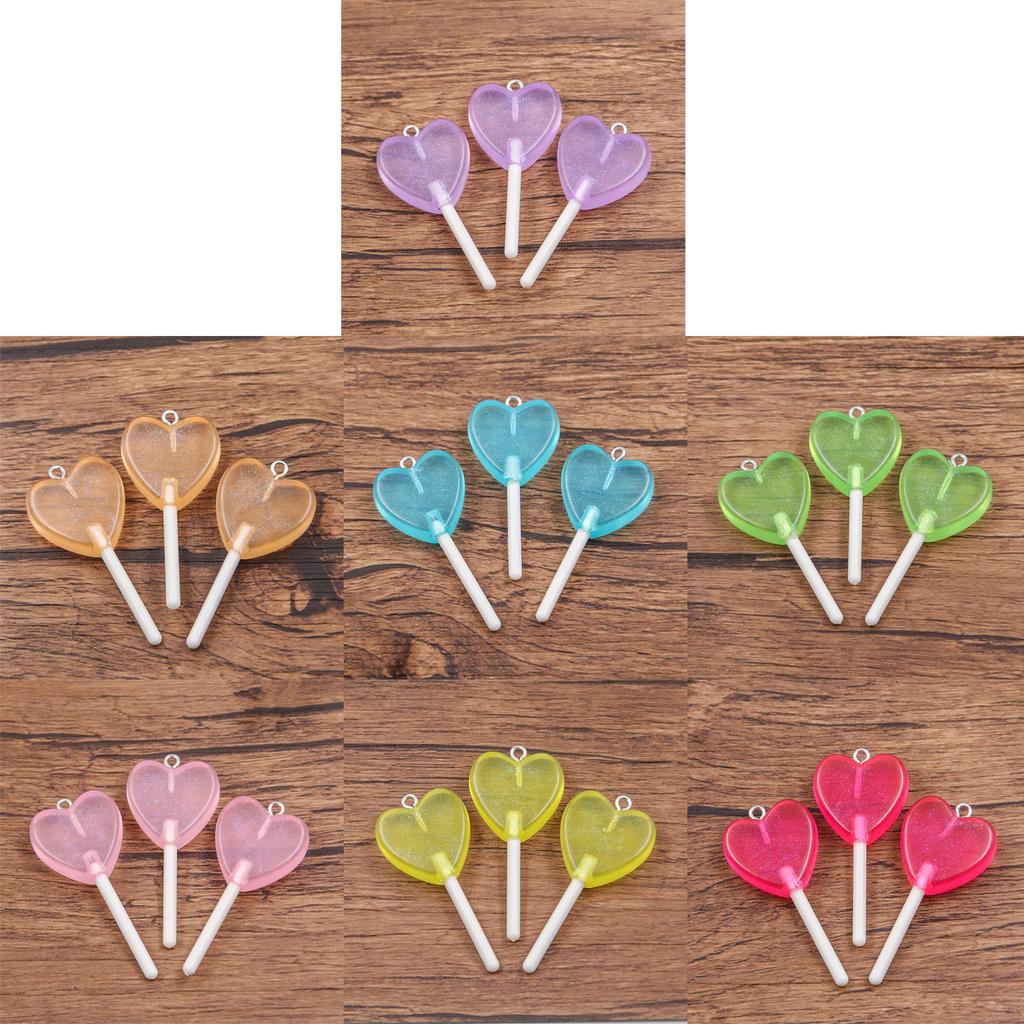 3 шт. Уникальная подвеска-леденец в форме звезды, сердца, круга с прочным покрытием из смолы для повседневной носки.