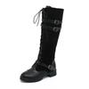 Boots Rome Style Knee High Boots Square Heel Zipper Short Plush Winter Female Shoes Size Botas Mujer Ghn789