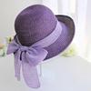 Соломенная шляпа с бантом и лентой, круглый купол, однотонная складная женская шляпа с большими полями, солнцезащитная шляпа для путешествий, модные аксессуары