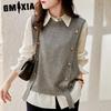 Весна и осень О-образный вырез Повседневная иностранная мода Трикотажный жилет на пуговицах Свитер Женская блузка Свитера