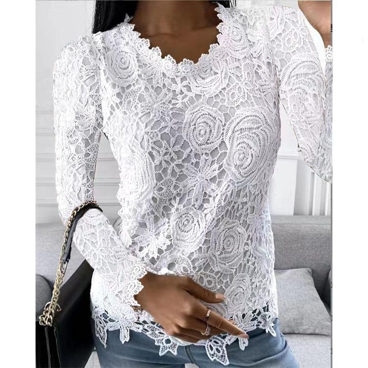 Women's Autumn and Winter New Lace Long-sleeved Top