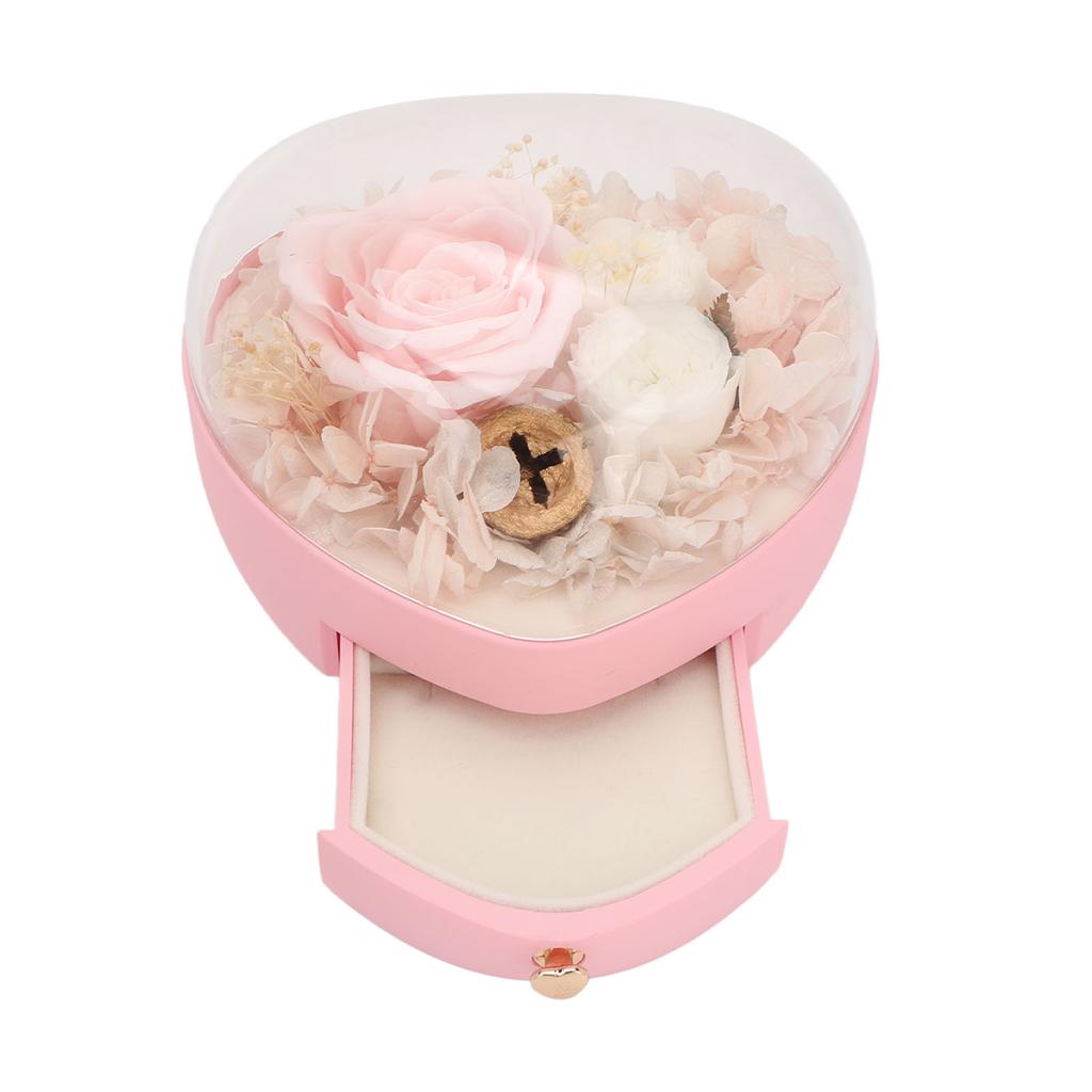 Шкатулка для украшений в форме сердца, свадебная, с сохраненным цветком, для хранения ожерелий и колец, органайзер для женщин