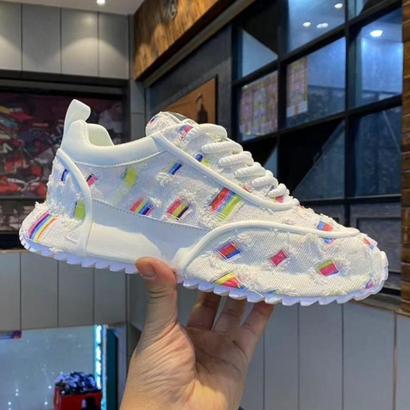 Мужские кроссовки на платформе, мужские мокасины весна-осень, модные дизайнерские цветные полосатые туфли с закрытым дном из парусины, мужские туфли, новые