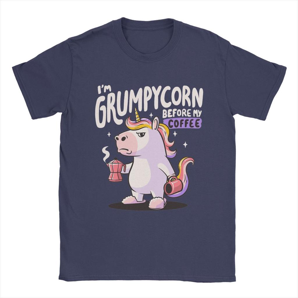 Мужская и женская Grumpycorn Cute Grumpy Unicorn Coffee Gift Shirt Outfit Новинка Хлопковая футболка Футболка Одежда Графическая печать