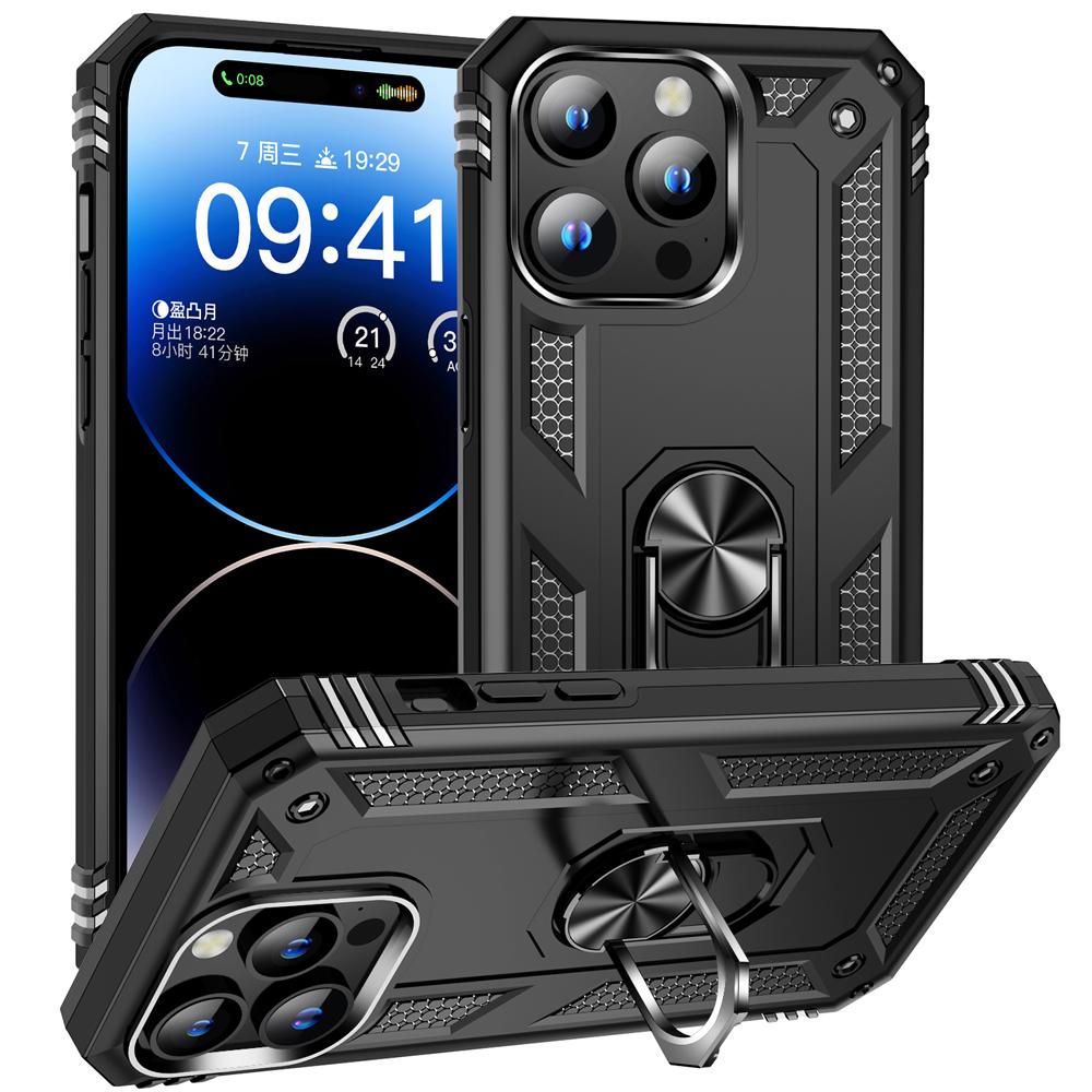 Heavy Duty Protective Case for Samsung Galaxy Note 20 Ultra 10 Plus 9 8 with 360° Rotatable Metal Ring Kickstand