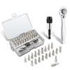 Repair Tool Kit with Ratchet Pozid Ratchet Drive 32-Piece Screwdriver, Offset, 1/4" Bits, Torx, Flathead, Phillips, Star, Square, Screwdriver, Hex,