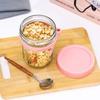 Portable Overnight Oat Glass Cup with Fork Milk Fruit Salad Food Storage Jars Cereal Breakfast Cups Water Bottle Kitchen Item