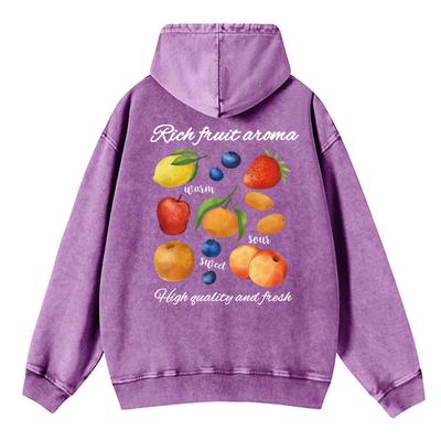 Женские худи оверсайз с принтом «Аромат спелых фруктов», уличная одежда, удобный карман, хлопковый пуловер