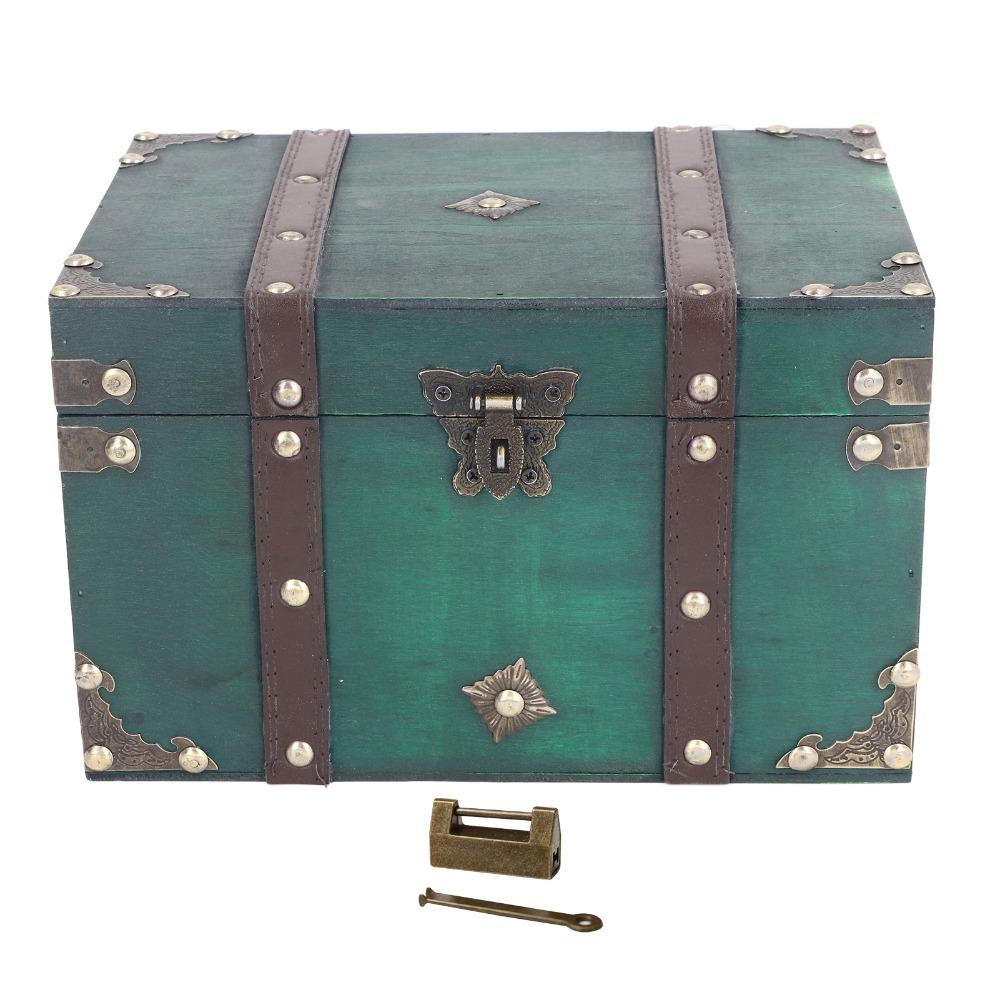 2PCS Antique Jewelry Organizer Box With Lock Keepsake Memory Box Treasure Chest Box  Bedroom Storage