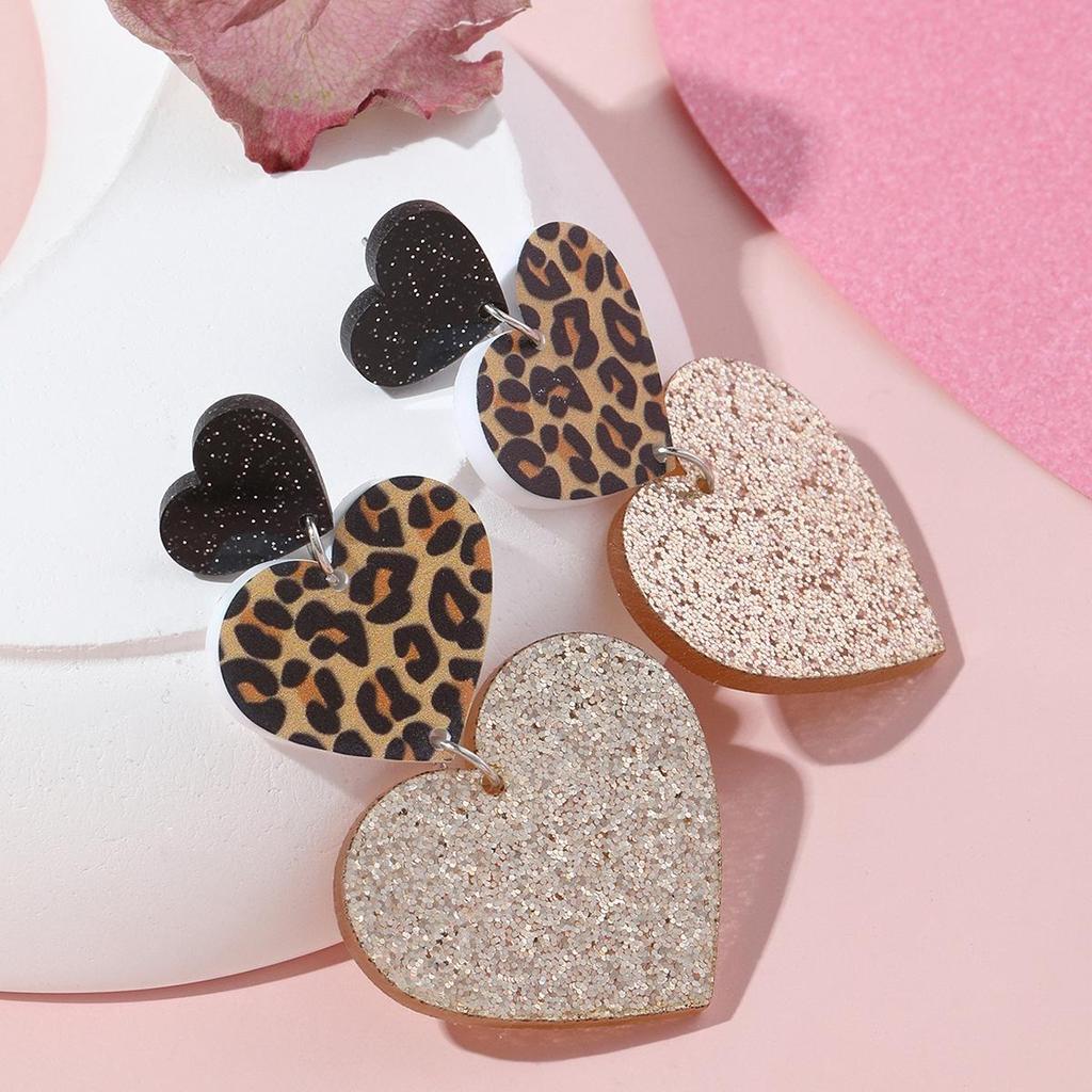 Рождественские акриловые серьги в форме сердца - Европейский и американский стиль