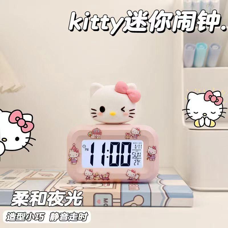 New Sanrio Big Doll Mini Alarm Clock Cute Quiet Multifunctional Portable Student Desktop Compact Clock