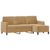 VidaXL 3-seater Sofa with Footrest Brown 180 Cm Velvet, Sofa, Sofa with Footrest, Three-seater Sofa, 3201181