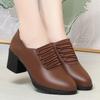 Fashion Autumn Winter Soft Sole Soft Leather Comfortable Thick Heel Shoes Middle Deep Mouth Fashion Women's Elegant Single Shoes Daily