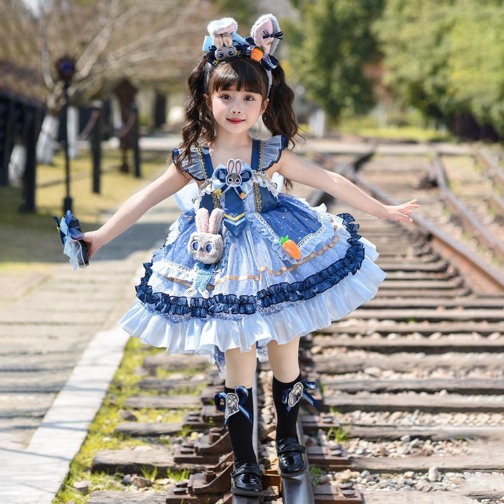 Girls' Princess Strap Summer Dress - Zootopia Judy Birthday Performance Outfit