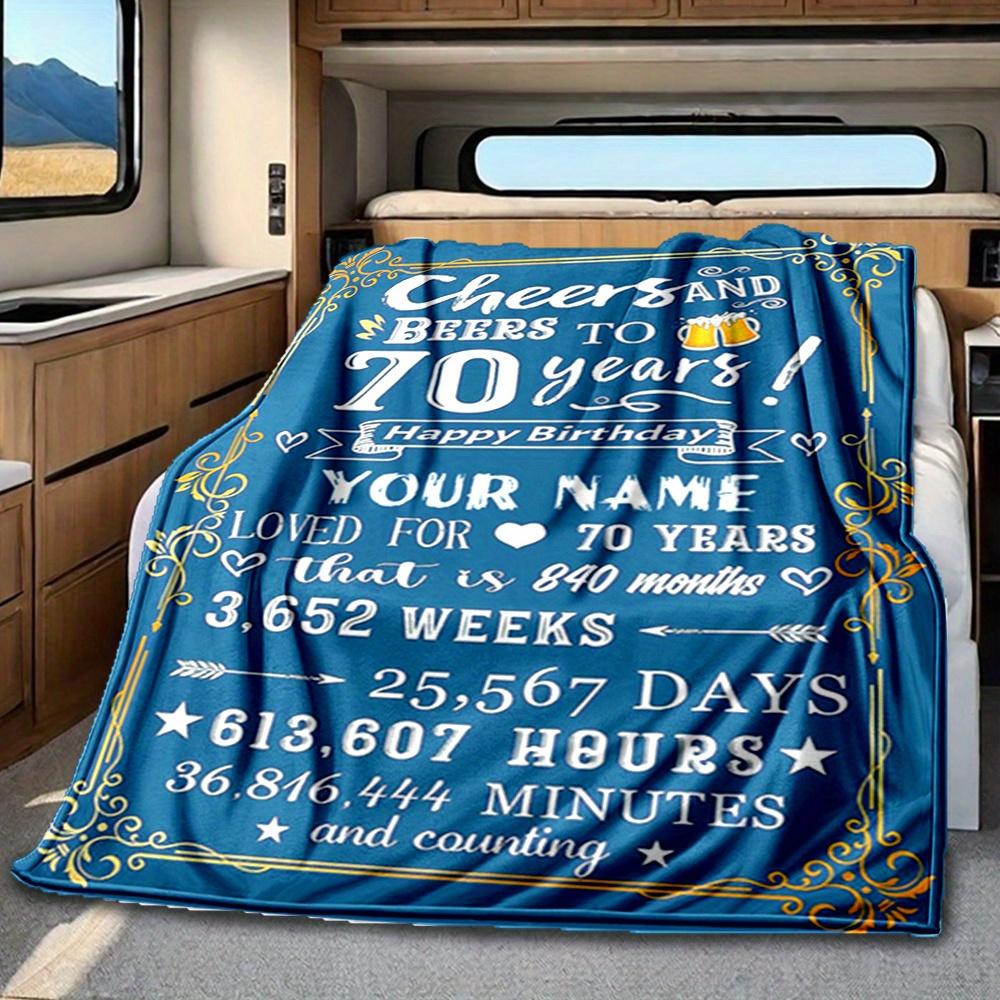 70Th Happy Birthday Blessed By God For 70 Years Blanket Personalized Name Soft Comfortable Stylish Blanket Car Blanket Perfect For Travel Camping