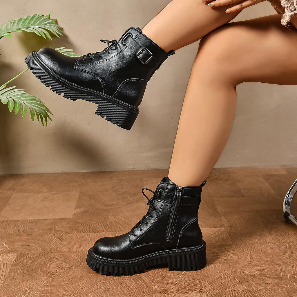 Модная женская обувь Осень Зима Модные классические ботильоны Женские туфли с круглым носком Повседневные удобные уличные туфли для женщин Botas De Mujer