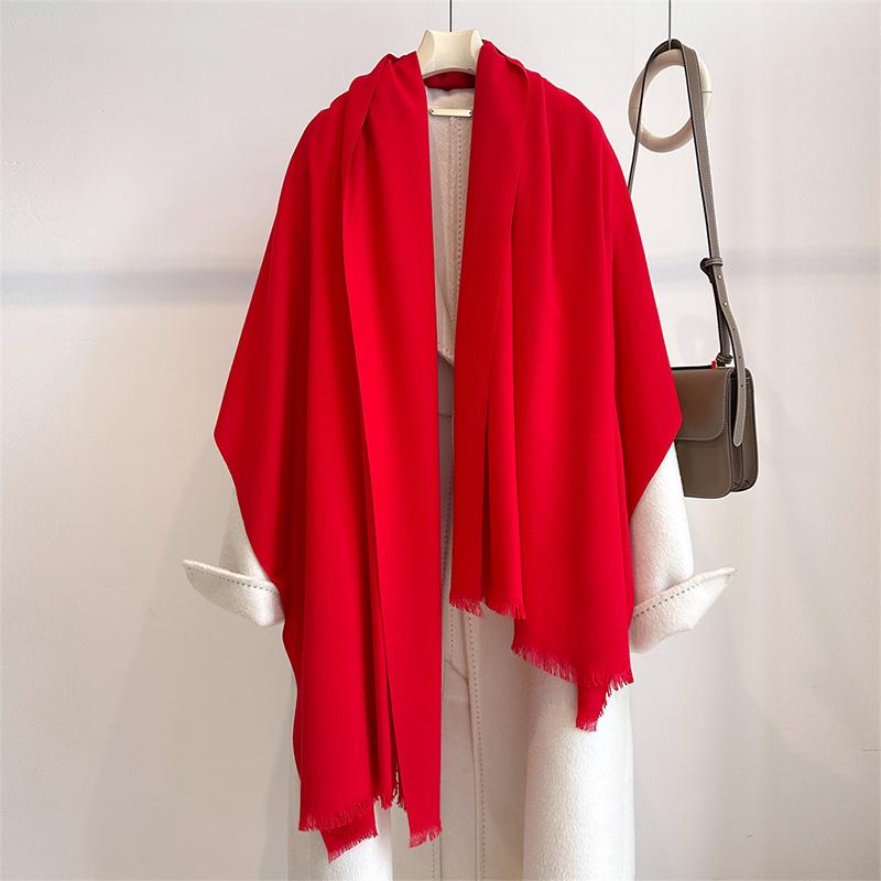 Luxury Winter Cashmere Scarf Women Solid Handkerchief Warm Pashmina Female Shawl Tassel Wrap Soft Pareo Bufanda Scarves Stole