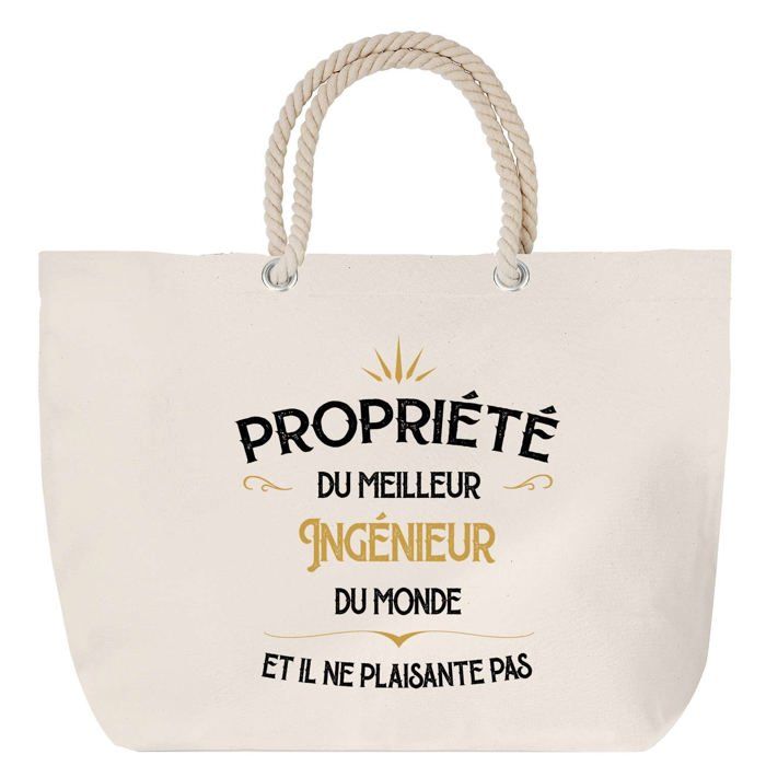 Sac de plage anse corde Propriété du Meilleur Ingénieur Collègue Cadeau Anniversaire Noël | Grand Sac de Transport & Sport