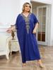 EDOLYNSA Элегантный вышитый плюс размер с рукавами «летучая мышь», темно-синий кафтан 2024, женская летняя пляжная одежда, купальник, накидки, винтажное платье-халат Q1598