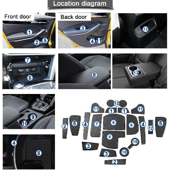 YEE PIN для Kia Seltos Вкладыш в центральную консоль Коврики в дверные карманы Дверные коврики Подходят для 2021-2024 2025 Kia Seltos 2026 Аксессуары LX/S/EX/Nightfall