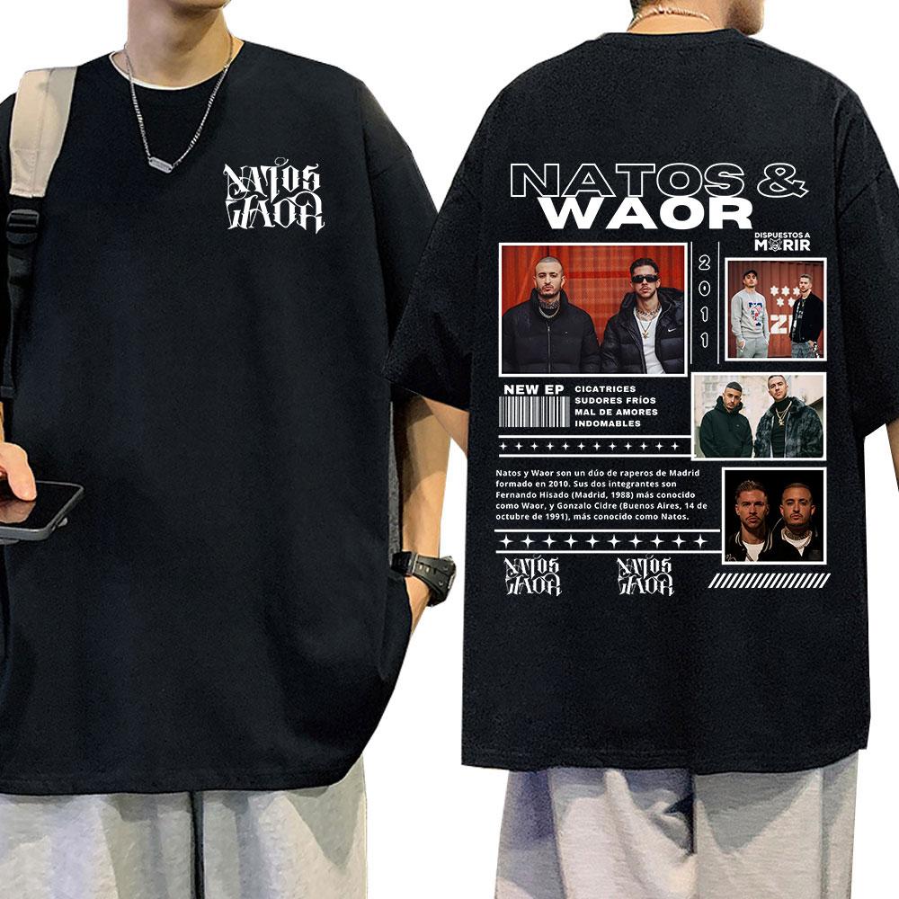 Rapper NATOS WAOR Tour 2025 Graphic T Shirt Unisex Unisex Vintage High Quality Hip Hop Tshirts Cotton Oversized Tshirt Streetwear