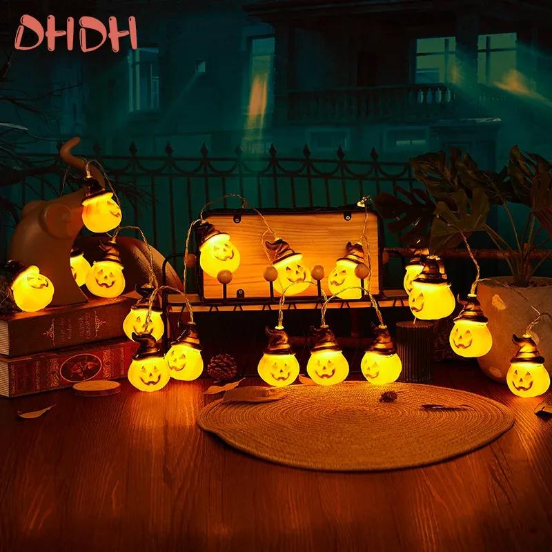 Хэллоуин Украшение Тыквенная Гирлянда Портативная Светодиодная Гирлянда Праздничные Огни Украшения Уличные Внутренние Домашние Вечеринка Декор