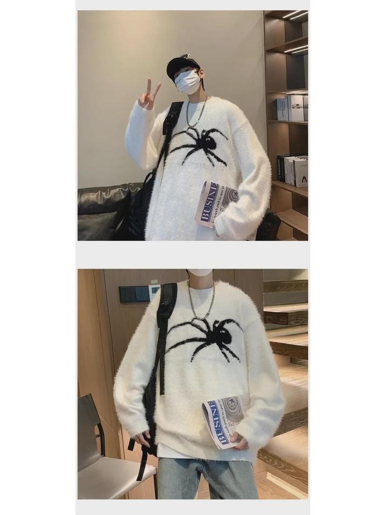 Мужской свободный свитер из норки с круглым вырезом — мягкий, теплый, утолщенный, для осени/зимы