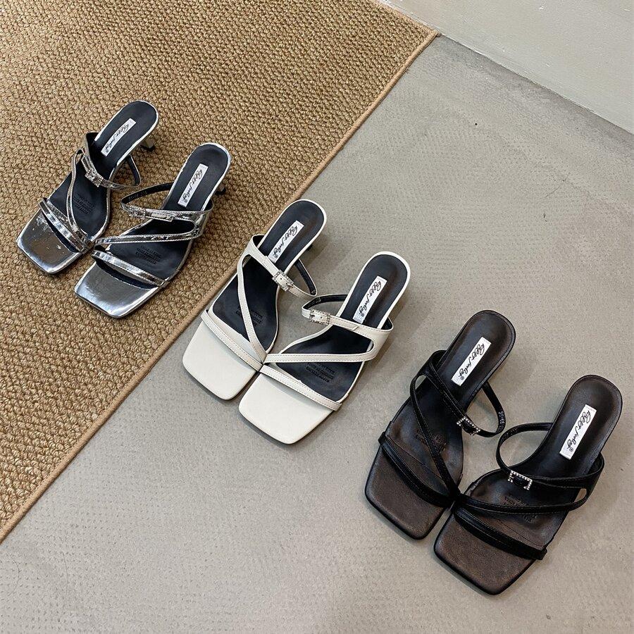 Мода Bailamos 2025 Лето Новинка Бренд Женские Шлепанцы Мода Открытый Носок Слипоны Слайды Женские Элегантные Тонкий Высокий Каблук Туфли-лодочки Слайды Му