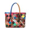 Большая вместительная женская сумка из натуральной кожи с геометрическим узором, комбинированная цветовая гамма, повседневное использование, бутик