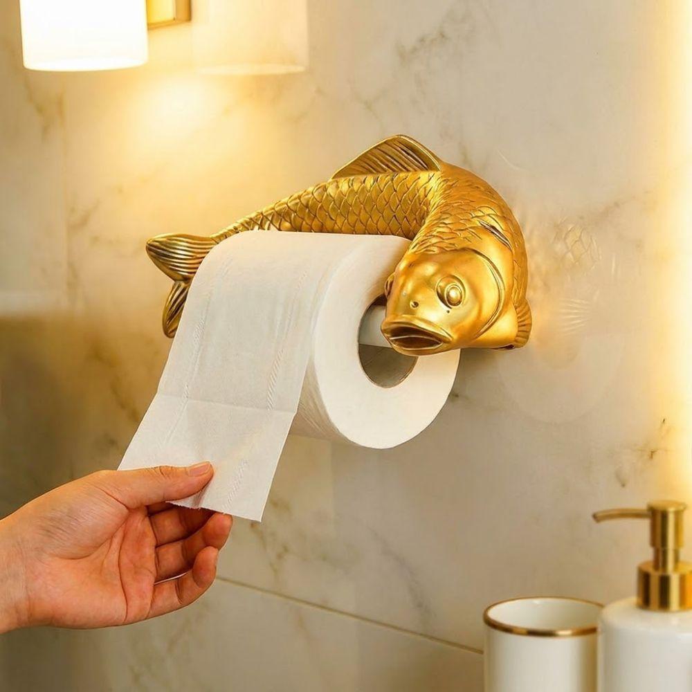 Golden Carp Toilet Paper Roll Holder Waterproof Plastic Tissue Paper Shelf Household